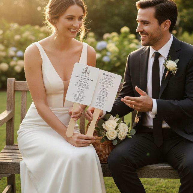 Abanico Romantic Hand Drawn Chandelier Wedding Program  (Subido por el creador)