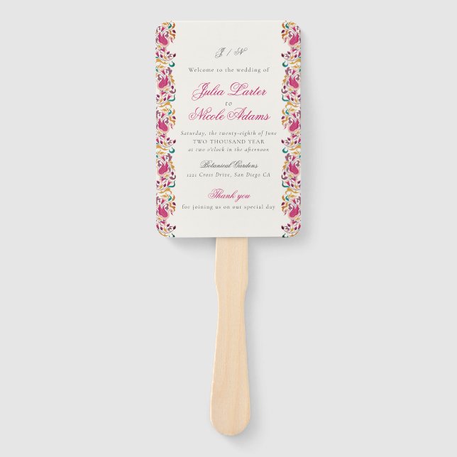 Abanico Romántico Boda de marco floral de Pearl Swan (Anverso)