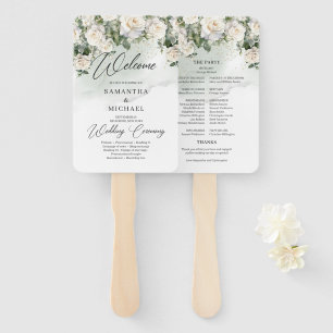 Abanico Romántico boda de rosas blancas y verdes