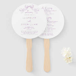 Abanico Romántico Bow   Programa de Boda Lilac