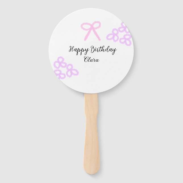 Abanico Ropa rosa morado floral pastel feliz cumpleaños (Anverso)