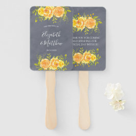 Abanico Rosa amarillo y gris Peony Boda Hand Fan