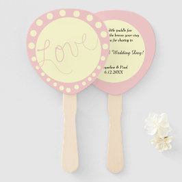 Abanico Rosa de Boda Crema Lunares Personalizados