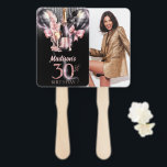 Abanico Rosa de lujo Wine 30th Birthday Photo Personalized<br><div class="desc">Rosa de lujo Wine Adultos Diseño de cumpleaños. Se pueden encontrar productos coincidentes en la colección Luxury Wine Adultos Birthday. foto:Imagen de halayalex (fr) en Freepik</div>