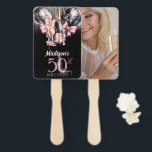 Abanico Rosa de lujo Wine 50th Birthday Photo Personalized<br><div class="desc">Rosa de lujo Wine Adultos Diseño de cumpleaños. Los productos correspondientes se pueden encontrar en la colección Luxury Wine Adultos Birthday. Foto: Image byFreepik</div>