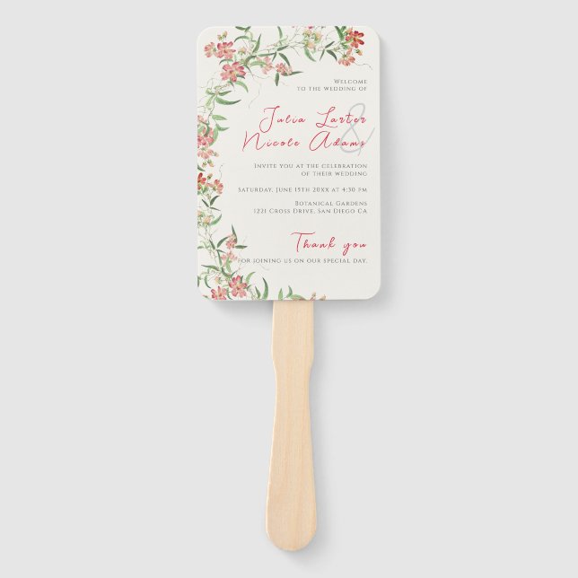 Abanico Rosa Flor Silvestre Primavera Guirnalda Boda (Anverso)