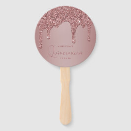 Abanico Rosa Girly Gold Sparkle Purpurinas Dris Quinceaner