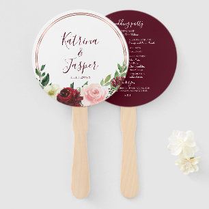 Abanico Rosa Gold Hoop Burgundy Rubor Boda Floral