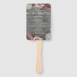 Abanico Rosa Polvorienta Rosas Florales Encaje Rústico Gri