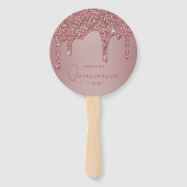 Abanico Rosa Purpurina de oro gotea foto de Quinceanera