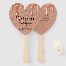 Abanico Rosa Purpurina de Oro y Boda de Dris Gracias