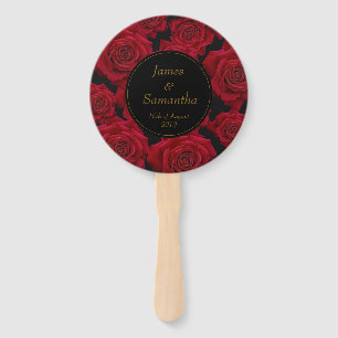 Abanico Rosa Roja Elegante - Boda