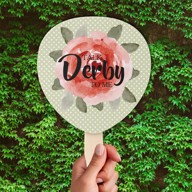 Abanico Rosa roja sobre los puntos de la polka me habla de (Red Rose on Polka Dots Talk Derby to Me Hand Fans)