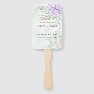 Abanico Rosa ruso morado floral Eucaliptus Boho Boda