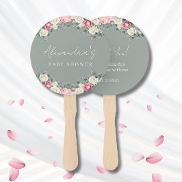Abanico Rosas de la Vintage verde sabio Baby Shower Gracia
