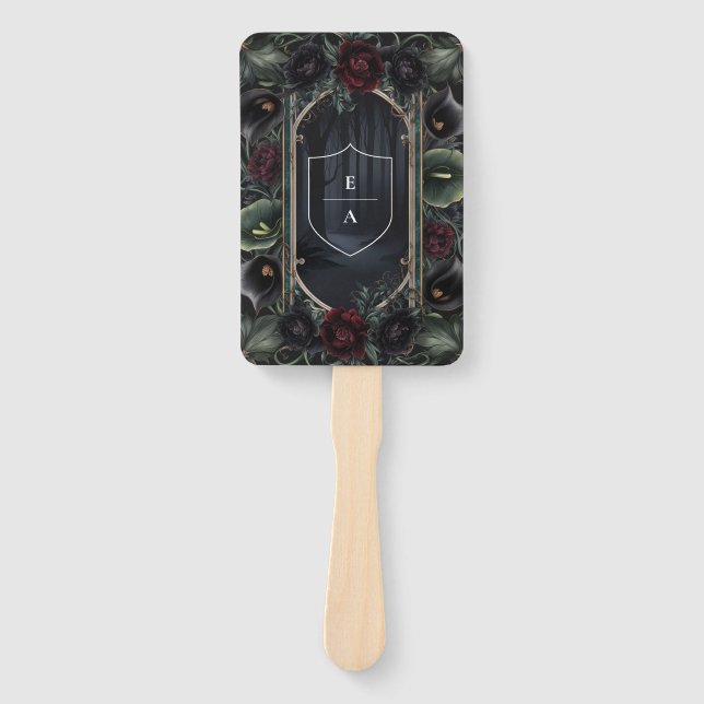 Abanico Rosas negros Boda gótico floral de Halloween (Anverso)