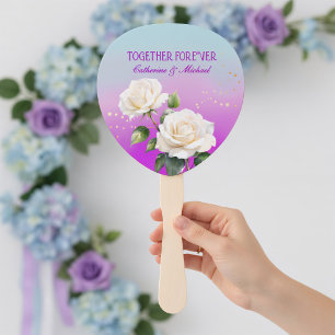 Abanico Rosas Ombre Acuarela Azul Rosa Púrpura Boda