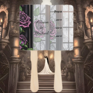 Abanico Rosas púrpuras por la ventana - boda de estilo gót