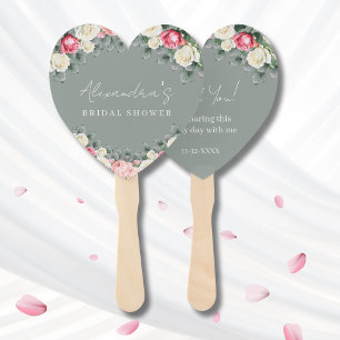Abanico Rosas Vintage verdes sabios duchas de novias graci