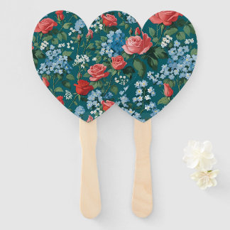Abanico Rosas y Nomeolvides Floral Vintage