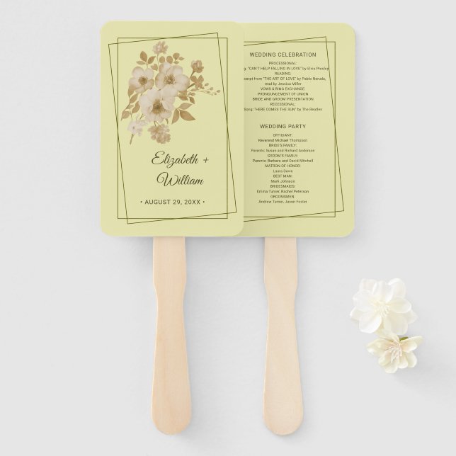 Abanico Rose Frame – Celestial Yellow Wedding (Anverso y reverso)