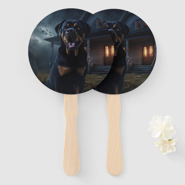 Abanico Rottweiler de Halloween aterrador (Anverso y reverso)