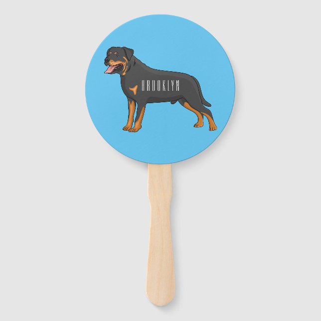 Abanico Rottweiler dog cartoon illustration (Anverso)