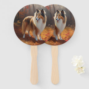 Abanico Rough Collie en Otoño Hojas Caídas Inspiran
