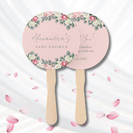 Abanico Rubor Pink Vintage Rosas Baby Shower Gracias