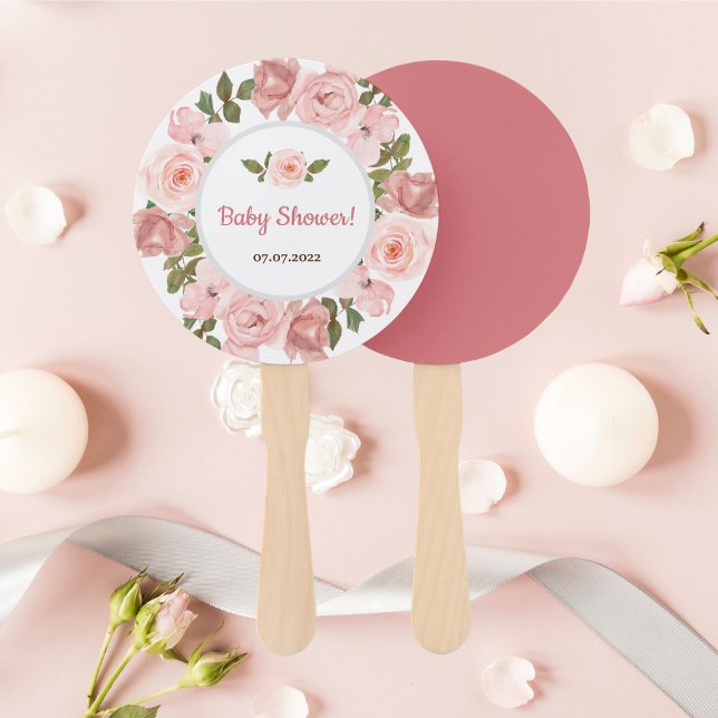 Abanico Rubor Rosa Watercolor Floral Baby Shower (Subido por el creador)