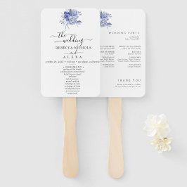 Abanico rustic dusty blue roses and other flowers