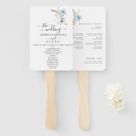 Abanico rustic dusty Blue watercolor flower bouquet