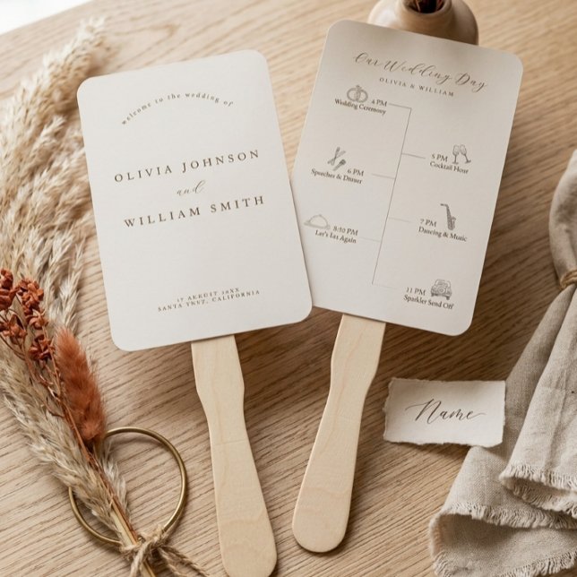 Abanico Rustic Modern Script Wedding Program and Timeline (Subido por el creador)
