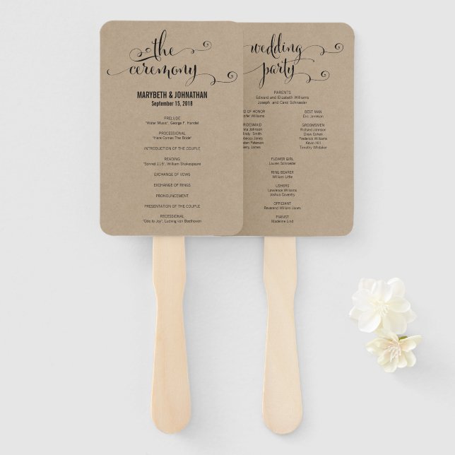 Abanico Rustic Modern We Do Script Wedding Program Fan (Anverso y reverso)