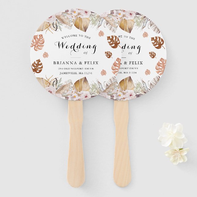 Abanico Rustic Neutral Boho Wedding (Anverso y reverso)