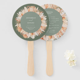 Abanico sage green dril botanical script elegante boda