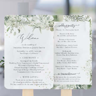 Abanico Sage Green Eucalyptus Boda Ceremony Program Han