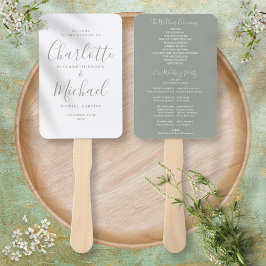 Abanico Sage Green Signature Script Wedding Program