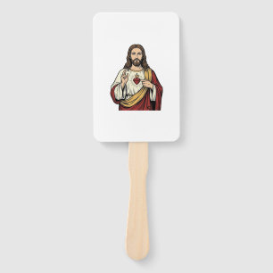 Abanico Sagrado Corazón Jesús Grabado Antiguo Arte Vectori