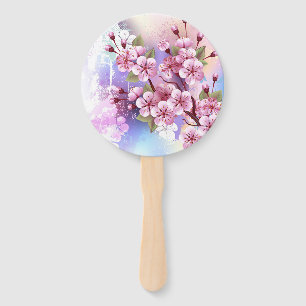 Abanico Sakura rosa sobre fondo de pintura