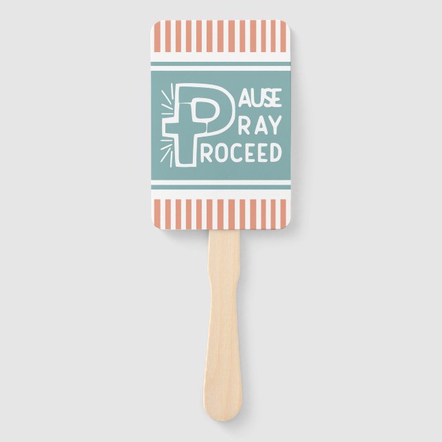 Abanico salmón y azul polvoriento Pausa Reza cristiana (Anverso)