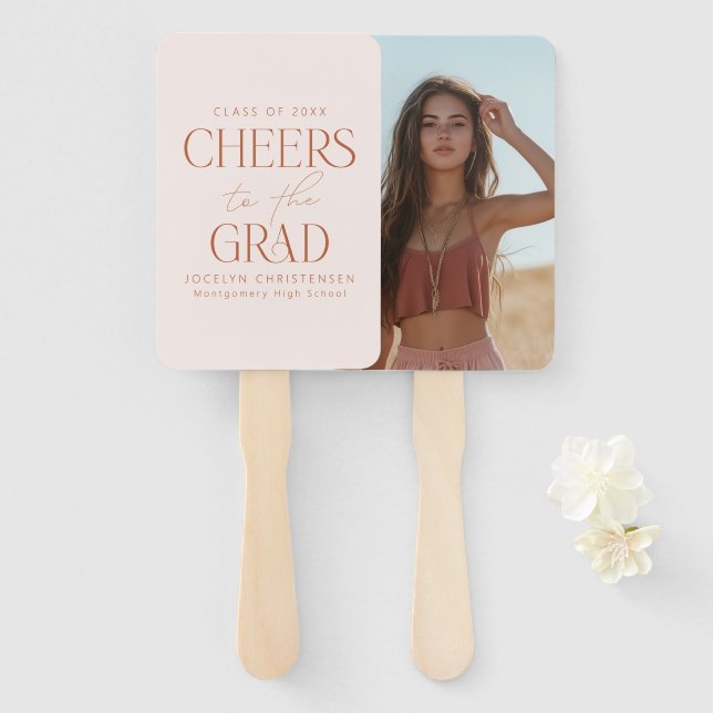 Abanico Saludos a la graduación personalizada de fotografí (Anverso y reverso)
