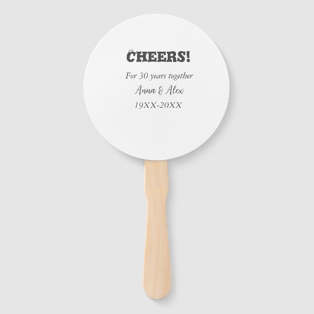 Abanico Saludos a los 30 años juntos aniversario agregar n (Anverso)