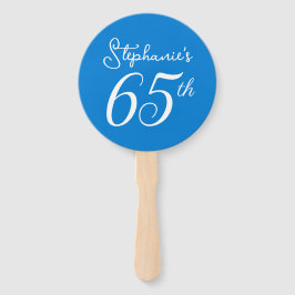Abanico Saludos azules a 65 años Fiesta de cumpleaños núme