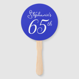 Abanico Saludos azules reales a 65 años fiesta de cumpleañ