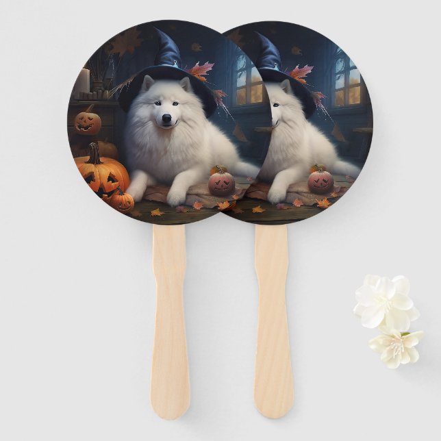 Abanico Samoyed Pumpkins Halloween Scary (Anverso y reverso)