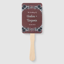 Abanico Sangre Rojo Gótico Boda Floral Negro