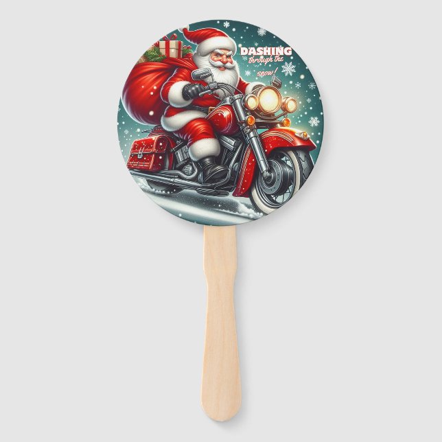 Abanico Santa en motocicleta (Anverso)