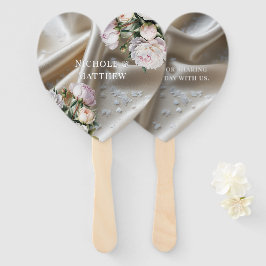 Abanico Satin Blanco con Rosas y Peonía Nupcial