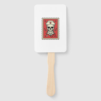 Abanico Sello divertido de enfermera calavera retro_1